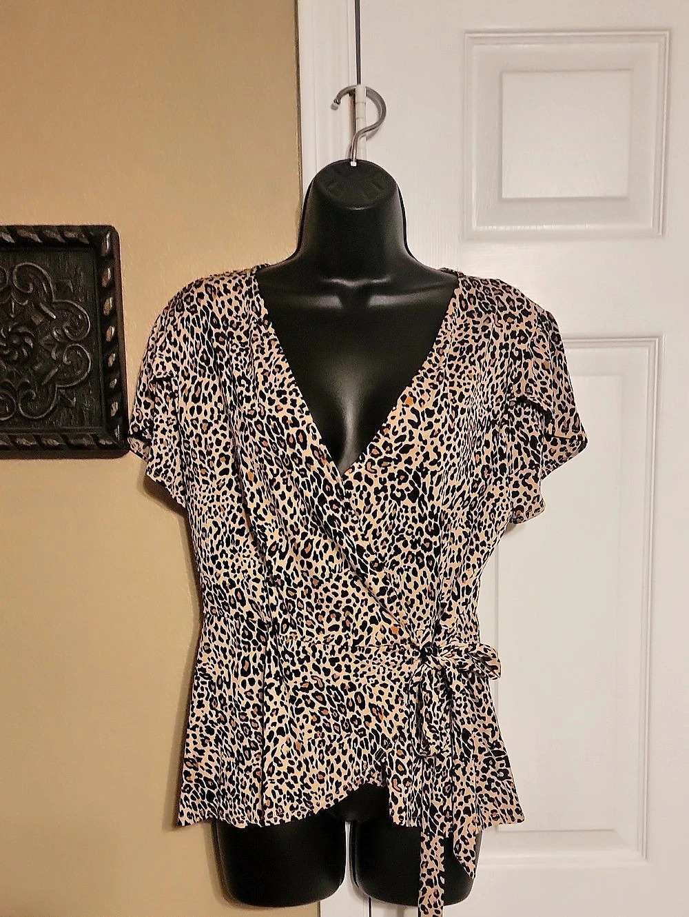 Leopard Print Wrap Blouse